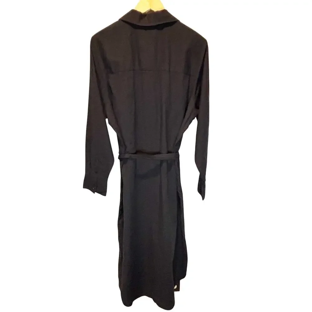 Abercrombie & Fitch NWT Black Midi Shirt Dress - size Large Tall